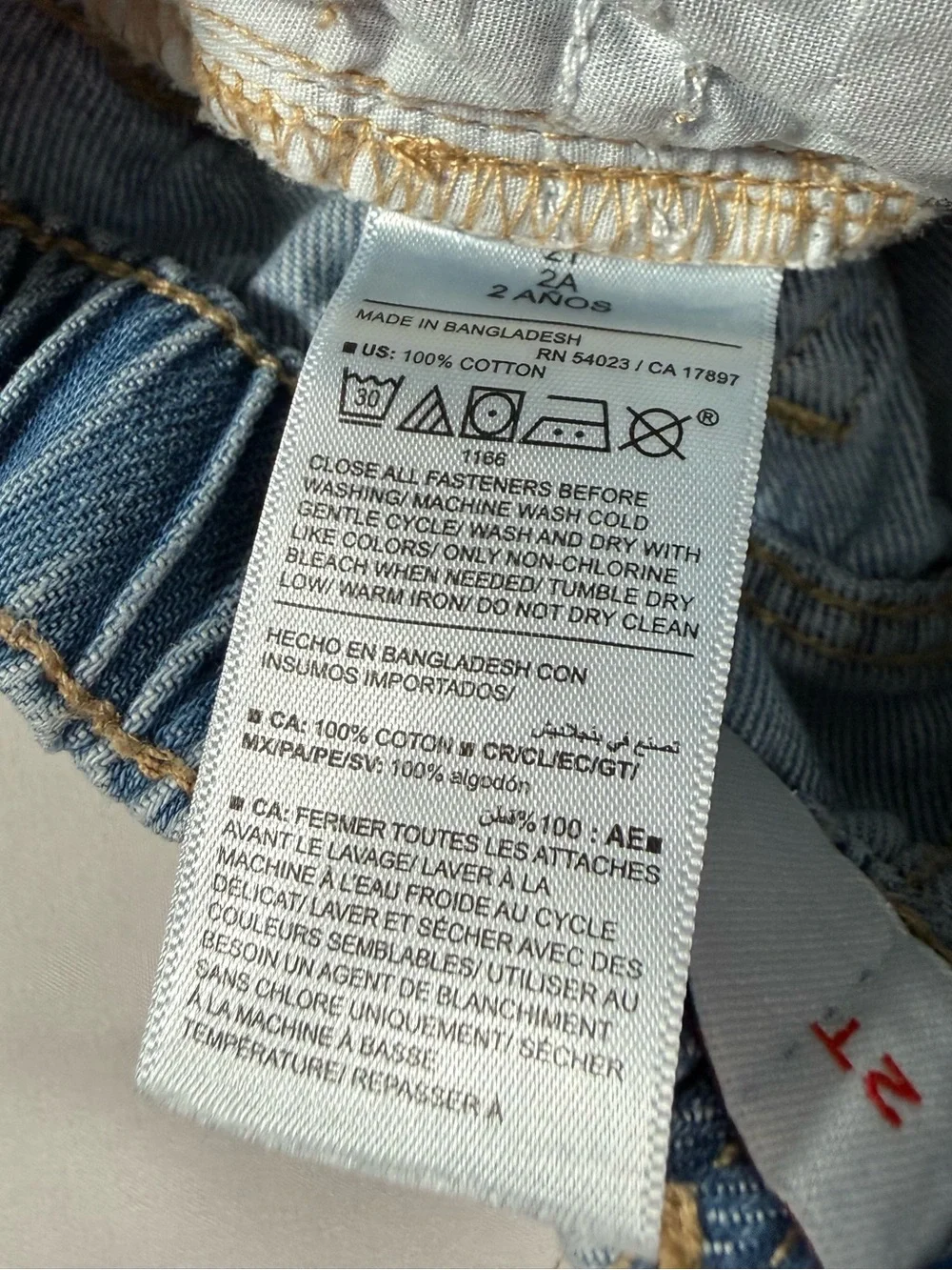OLD NAVY Girls Two Tone Baggy Wide Leg Jeans 2T Colorblock 90s Y2K Retro Boho